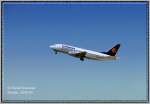 Eine Lufthansa B 737_500 ist gerade am Dresdner Flughafen gestartet. 28.06.05
