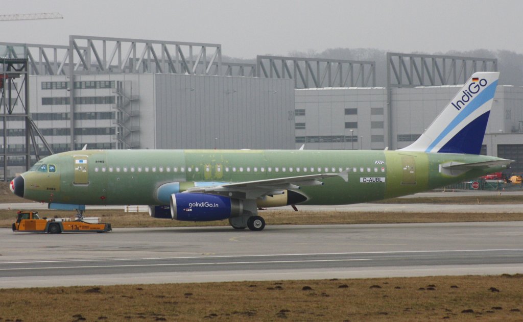 IndiGo,D-AUBL,Reg.VT-IEU,(c/n 5092),Airbus A320-232,02.03.2012,XFW-EDHI,Hamburg-Finkenwerder,Germany