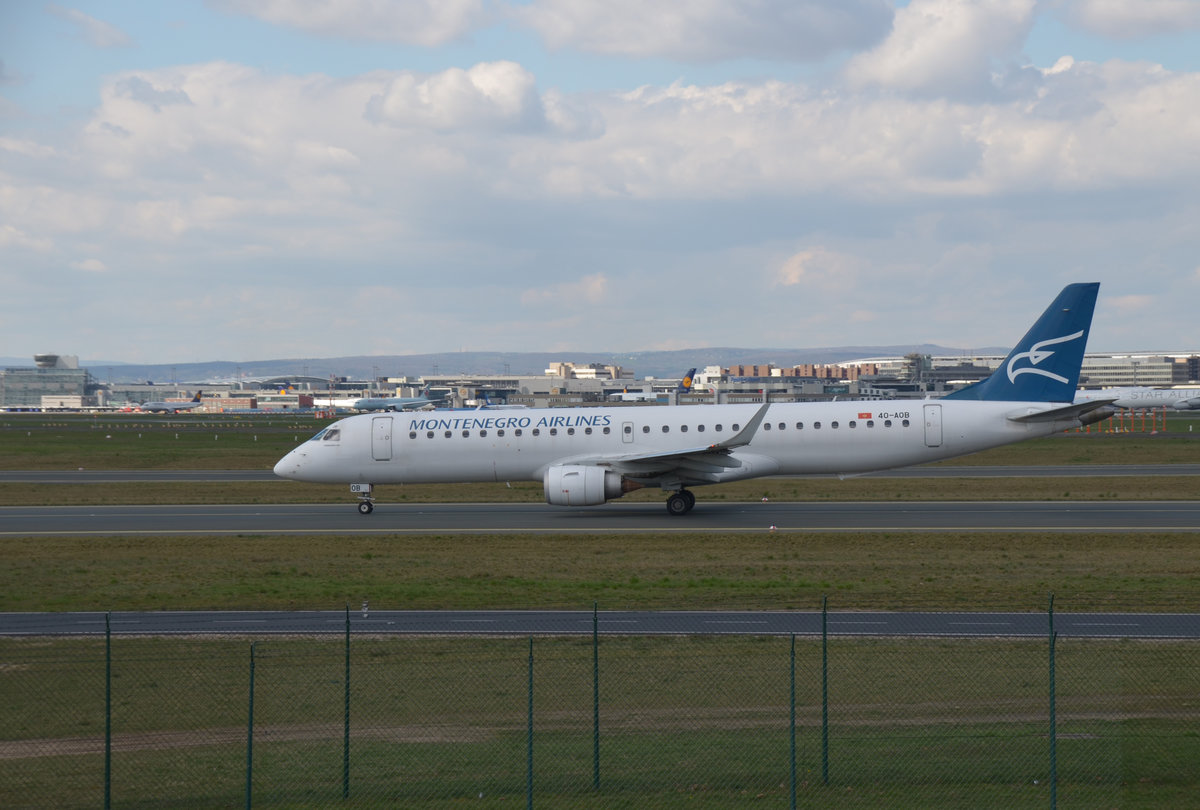 4O-AOB/Montenegro Airlines/Embraer190/08.04.16/Airport Frankfurt/Main