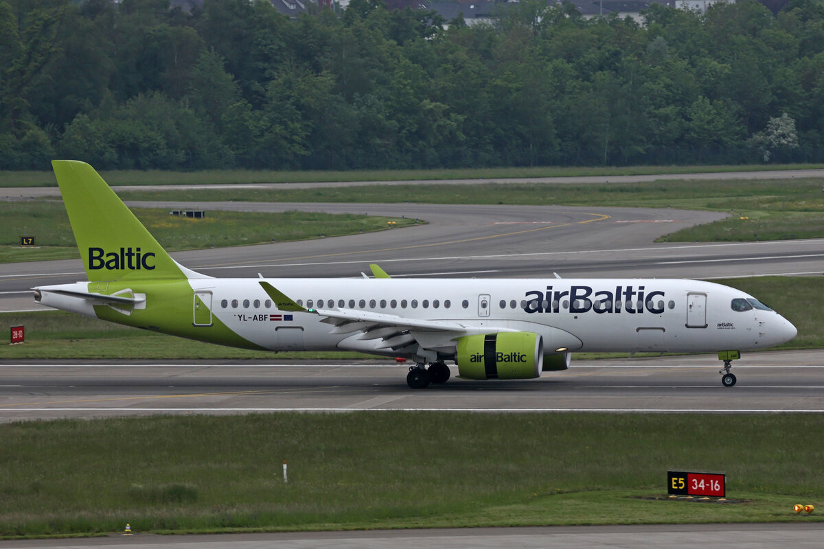 Air Baltic, YL-ABF, Airbus A220-371, msn: 55133, 09.Mai 2024, ZRH Zürich, Switzerland.