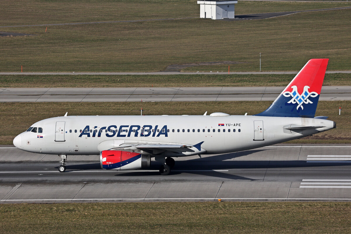 Air Serbia, YU-APE, Airbus A319-131, msn: 3252, 21.Februar 2025, ZRH Zürich, Switzerland.