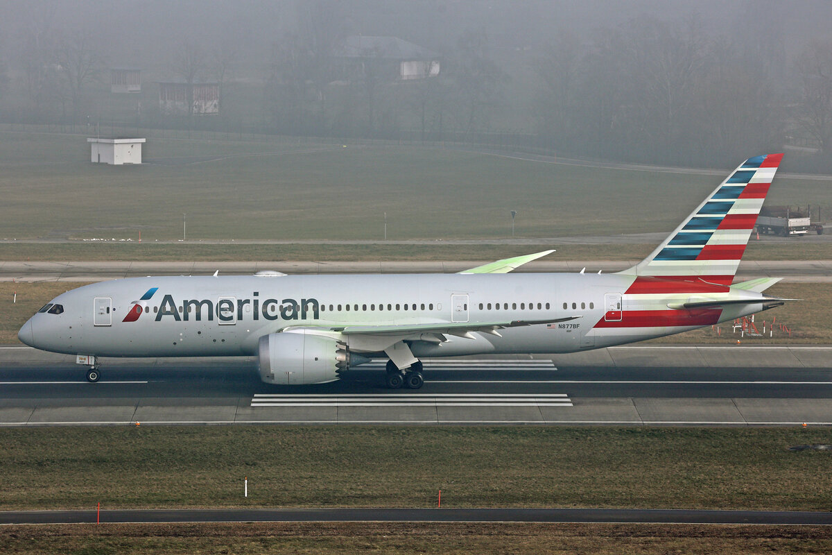 American Airlines, N877BF, Boeing B787-8, msn: 65997/1071, 21.Februar 2025, ZRH Zürich, Switzerland.