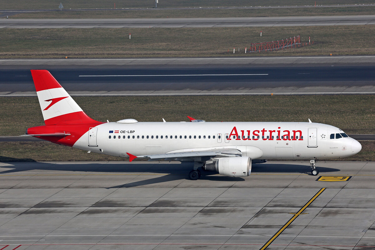 Austrian Airlines, OE-LBP, Airbus A320-214, msn: 797,  Neusiedlersee , 21.Februar 2025, ZRH Zürich, Switzerland.