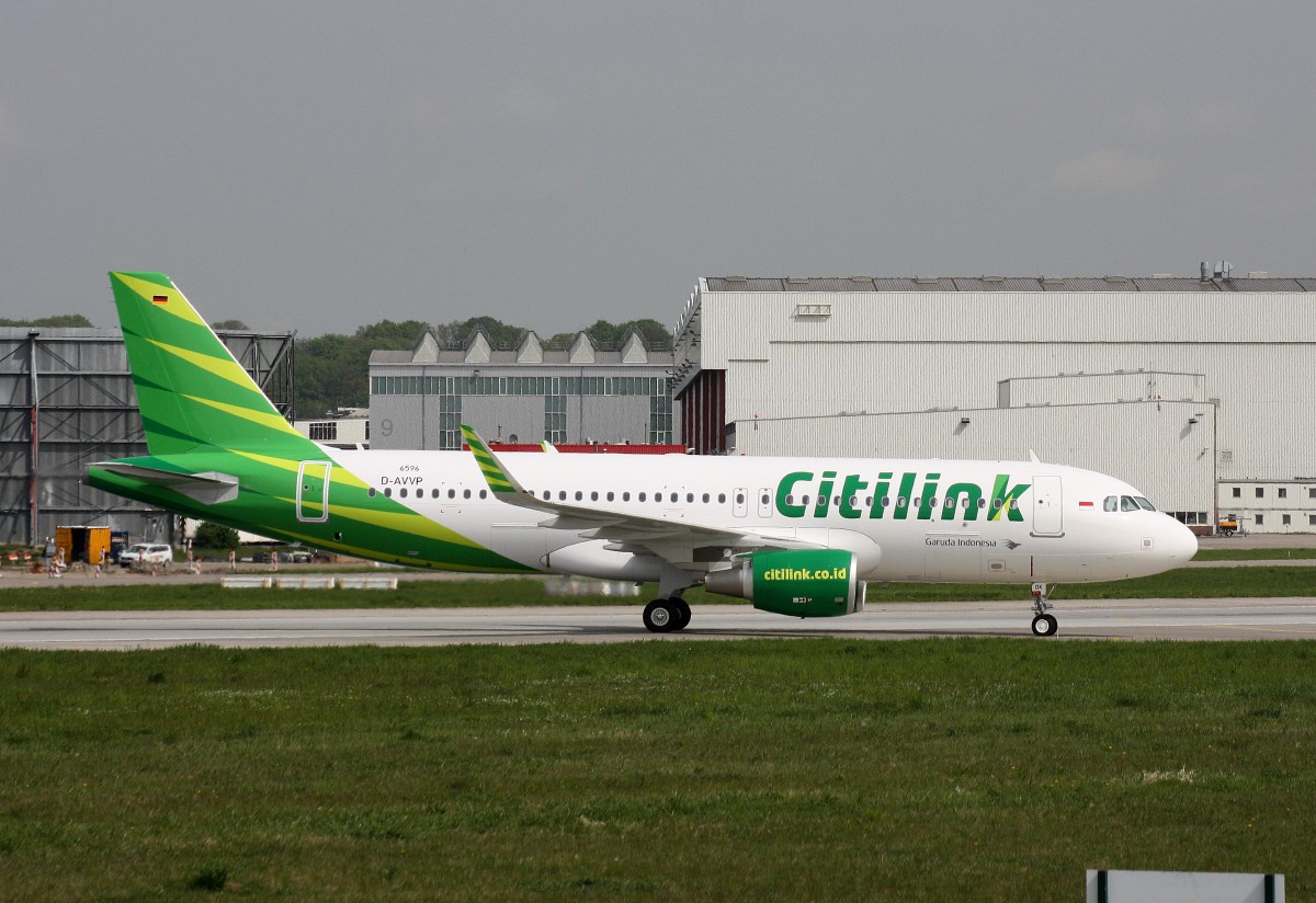 Citilink,D-AVVP,Reg.PK-GQK,(c/n 6596),Airbus A320-200(SL),08.05.2015,XFW-EDHI,Hamburg-Finkenwerder,Germany