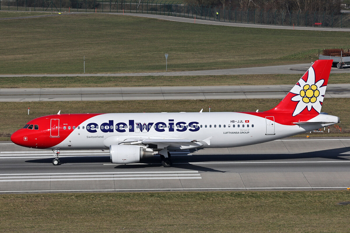 Edelweiss Air, HB-JJL, Airbus A320-214, msn: 2024,  Säntis , 21.Februar 2025, ZRH Zürich, Switzerland.