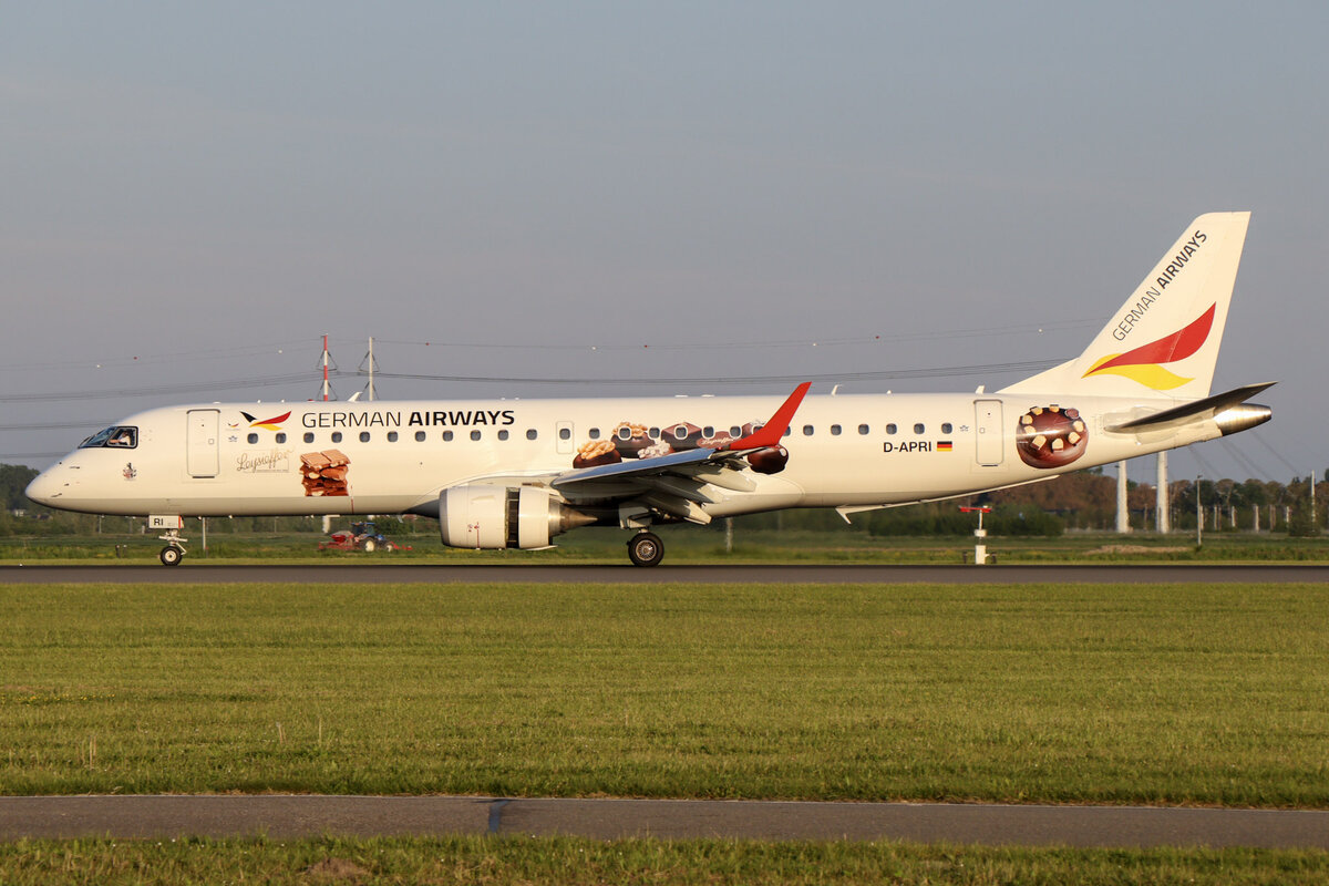 German Airways Embraer 190 D-APRI Leysieffer c/s in Amsterdam am 12.05.2024 