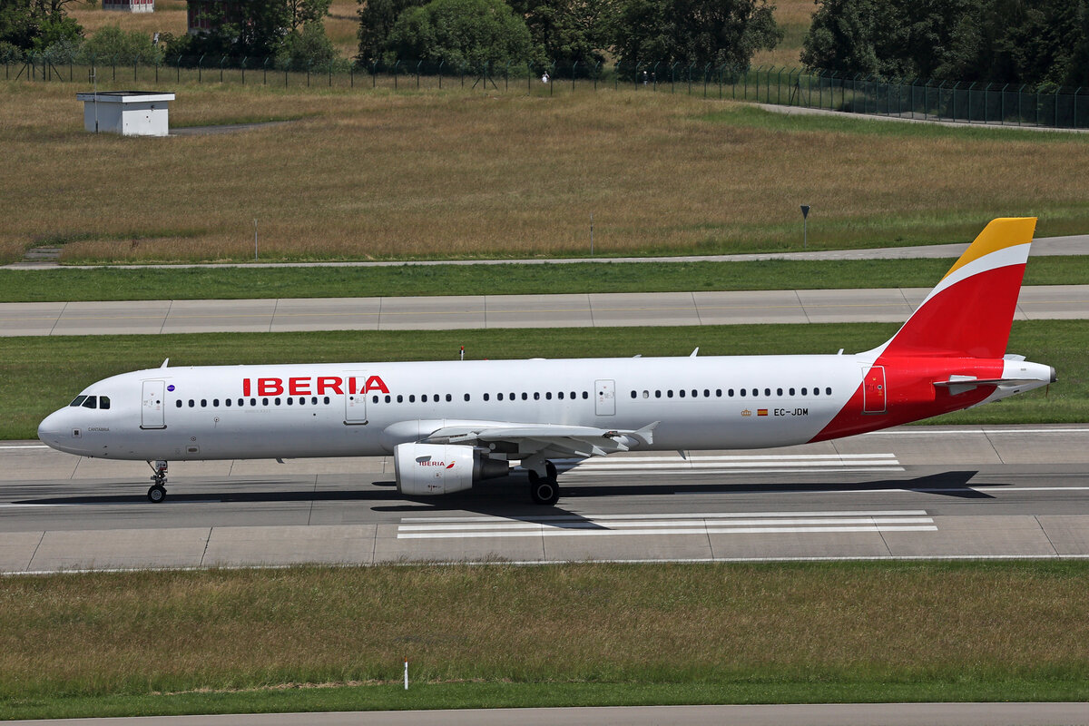 Iberia, EC-JDM, Airbus A321-213, msn: 2357,  Cantabria , 16.Juni 2024, ZRH Zürich, Switzerland.