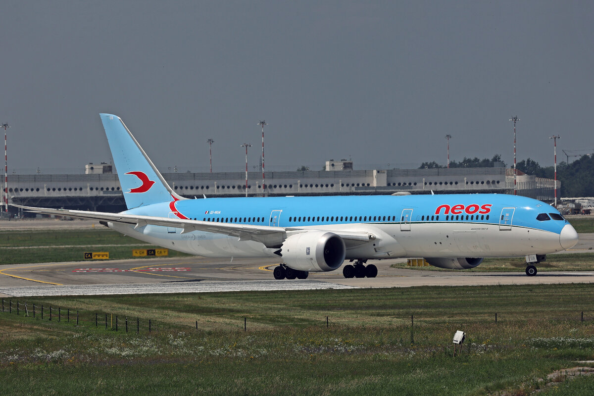 Neos, EI-NUA, Boeing B787-9, msn: 65314/888,  Las Americas , 04.Juli 2024, MXP Milano Malpensa, Italy.