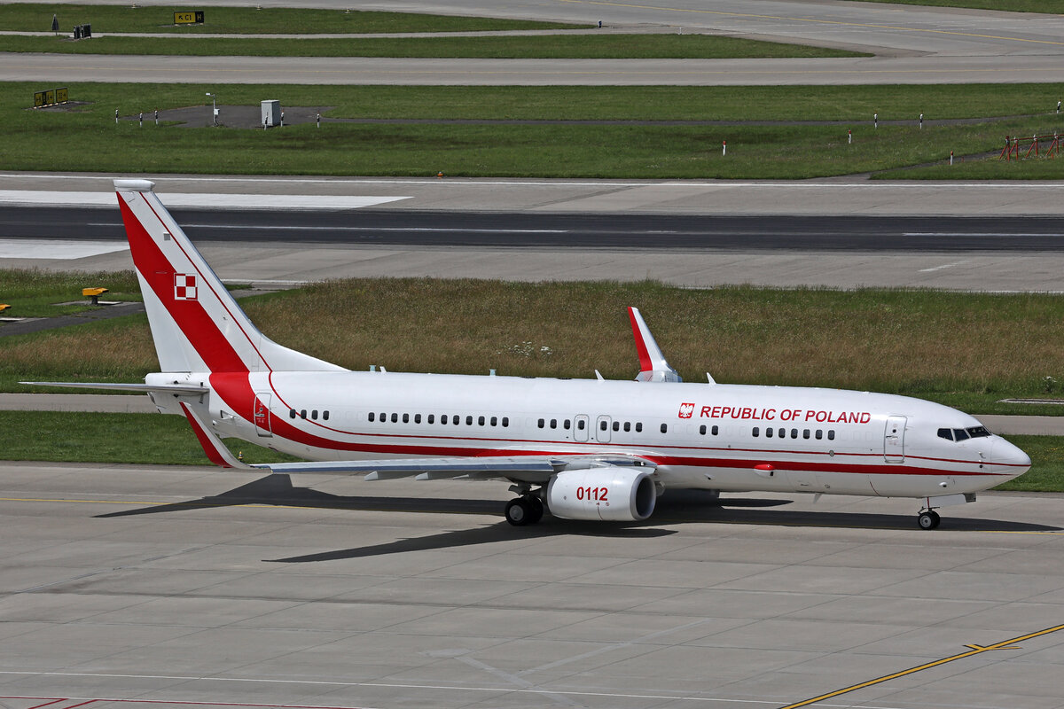 Polish Government, 0112, Boeing B737-8TV BBJ2, msn: 63990/7297, 16.Juni 2024, ZRH Zürich, Switzerland.