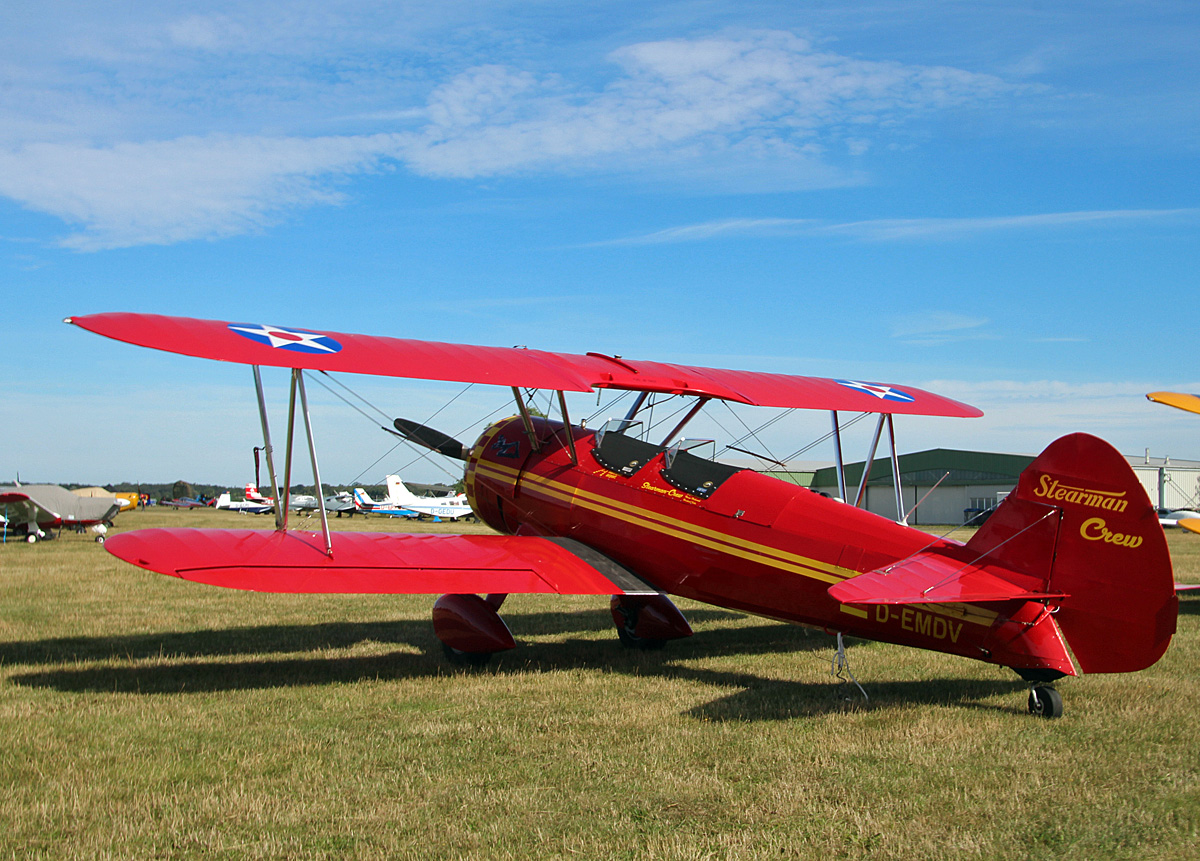 Private PT-13 Kaydet Boeing Stearman, D-EMDV, Flugplatz Bienenfarm, 06.07.2024