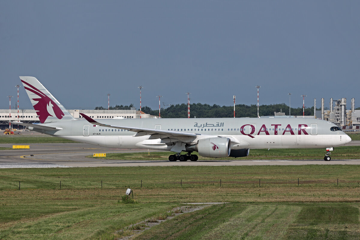 Qatar Airways, A7-ALN, Airbus A350-941, msn: 047, 10.Juli 2024, MXP Milano Malpensa, Italy.