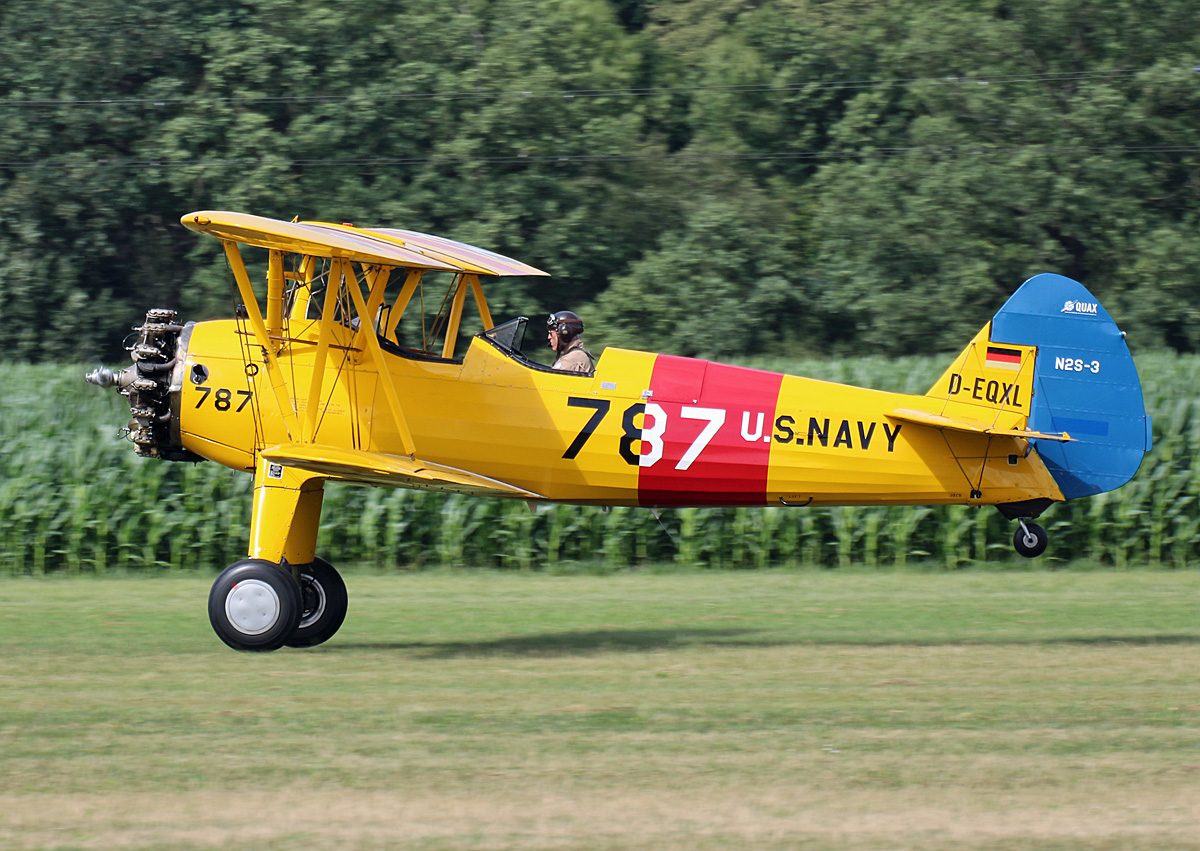 Quax, N2S-3 Boeing Stearman, D-EQXL, Flugplatz Bienenfarm, 05.07.2024