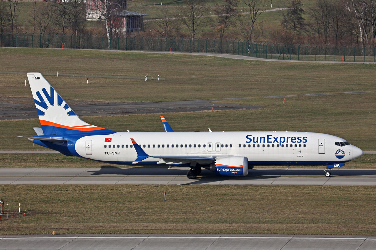 SunExpress, TC-SMK, Boeing B737-8MAX, msn: 61336/8731, 21.Februar 2025, ZRH Zürich, Switzerland.