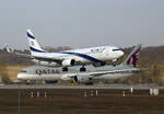 EL AL, Boeing B 737-958 ER, 4X-EHB, Qatar Aiways, Boeing B 787-9 Dreamliner, A7-BHE, BER, 20.03.2024