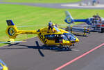 H 145 - D-HYAO ADAC - vor der ADAC-Werft in EDKB, aufgenommen mit Miniatureffekt - 29.07.2024