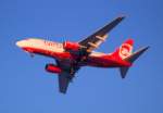 Air Berlin mit Boeing 737-76Q D-ABAA beim Landeanflug zum Flughafen Berlin Tegel, 11.01.08 Berlin Pankow.