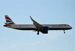 British Airways, Airbus A 321-251NX, G-NEOX, BER, 15.07.2024