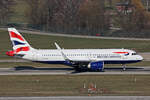 British Airways, G-TTNF, Airbus A320-251N, msn: 8408, 21.Februar 2025, ZRH Zürich, Switzerland.