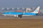 PH-BXG  Kraanvogel/Crane  / KLM Royal Dutch / B737-8K2(W) in MUC bei der Landung aus Amsterdam (AMS) 01.02.2014