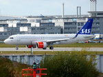 SAS Scandinavian Airlines (SK-SAS), Airbus A320-251N, c/n 7290, D-AXAF (Airbus). Erste A320neo für SAS kurz vor dem Start zum Erstflug in Hamburg-Finkenwerder (XFW/EDHI) am 10.10.2016, 11:04 UTC.