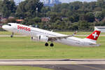 Swiss Airbus A321-271NX HB-JPC beim Start in Düsseldorf 24.8.2024