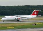 Swiss European Airlines, HB-IXO  Brisen - 2404 m , BAe 146-300/Avro RJ-100 (Bug/Nose), 20.06.2011, DUS-EDDL, Dsseldorf, Germany 

