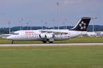 HB-IYV / Swiss / Avro RJ100 bei der Landung in MUC aus Zürich (ZRH) 18.08.2014