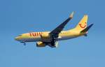 TUIfly Boeing 737-7K5 D-AHXB beim Landeanflug zum Flughafen Berlin-Tegel, 10.06.08.