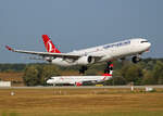 Turkish Airlines, Airbus A 330-343, TC-JNN, Austrian Airlines, ERJ-195-200LR, OE-LWO, BER, 01.09.2024