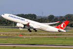 Turkish Airlines Airbus A330-343E TC-LOF beim Start in Düsseldorf 24.8.2024