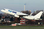 FlyOne Airbus A320-233 ER-00008 beim Start in Düsseldorf 30.11.2024