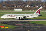 Qatar Boeing 787-8 Dreamliner A7-BDD nach der Landung in Düsseldorf 30.11.2024