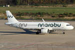 Marabu Airlines Airbus A320-271N ES-MBU rollt zum Start in Köln 3.11.2024