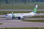 Transavia, PH-HSG, B737-8K2(W) nach der Landung in MUC aus London-Gatwick (LGW) 19.05.2012