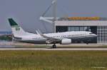 Jet Aviation Business Jets, VQ-BTA, B737-7P3(BBJ) beim touch down in MUC. 18.06.2013