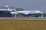 SunExpress Germany, D-ASXG, B737-8CX(W) in MUC bei der Landung aus Antalya (AYT) 09.07.2013