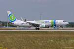 Transavia, PH-HZF, B737-8K2(W) in MUC bei der Landung aus Amsterdam (AMS) 09.07.2013