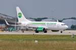 Germania, D-AGES, B737-75B(W) beim Start in MUC nach Pristina (PRN) 10.07.2013