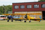 Quax PT-17 Kaydet, N2S-3, Boeing Stearman, D-EDLL, D-EQXL, Flugplatz Bienenfarm, 05.07.2024