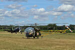 Private Bell-47G, D-HAFF, Privatte Canadian Car and Foundry MK IV, N4PC, Flugplatz Bienenfarm, 07.07.2024