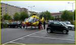 Christoph 31, (D-HDEC), der ADAC-Luftrettung GmbH. Das Luftfahrzeug ist ein Eurocopter EC 135 P2. Christopf 31 bei einem Rettungseinsatz in Berlin-Charlottenburg. Foto:20.09.2013