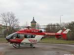 Eurocopter EC-145 (D-HDER) im Einsatz für die DRF Luftrettung/ Notarzt. Aufgenommen in Halle(Saale), 18.Februar 2017.