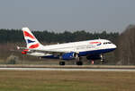 British Airways, Airbus A 319-131, G-EUPZ, BER, 20.03.2024