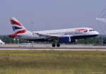 British Airways, G-EUPC, A319-131 bei der Landung in MUC aus London (LHR) 17.06.2013