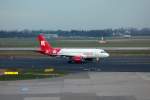 Air Berlin Airbus A 319 (D ABGS) rollt zur Parkposition. Düsseldorf 30.01.2014