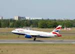 Ein A 319-131 G-EUPH der British Airways startet in Berlin Tegel, 09.05.09.