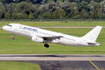 UR Airlines Airbus A320-232 LZ-DBT betrieben von BH Air beim Start in Düsseldorf 24.8.2024