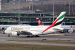 Emirates Airlines, A6-EEB, Airbus A380-861, msn: 109, 24.Januar 2025, ZRH Zürich, Switzerland.