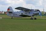 Classic Wings Bavaria, D-FOKK, Antonov An-2 rollt in Bad Wrrishofen Nord (EDNH) zum Start zu einem Rundflug zu den Knigsschlssern bei Fssen. Vor 1981 trug die An-2 die ehemalige DDR-Kennung DM-SKK. 22.07.2012