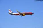 Tuifly Boeing 737-800 D-ATUC Deutsche Bahn Regio. Am 12.08.2012 in Frankfurt.